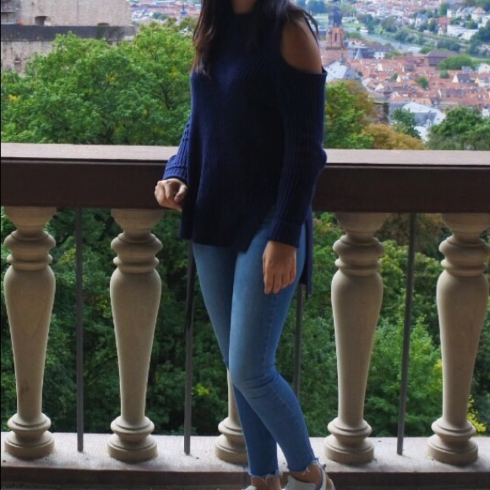 Cold shoulder sweater